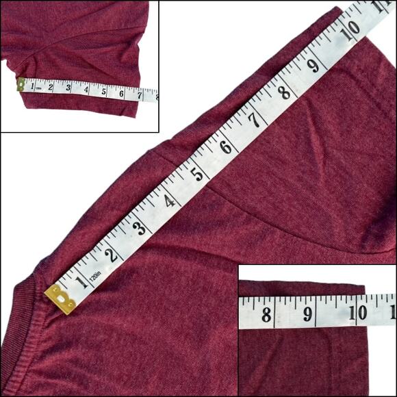 LAT Ladies V-Neck Short Sleeve Tee Shirt Top Ladies Size Large Burgundy - Picture 8 of 8